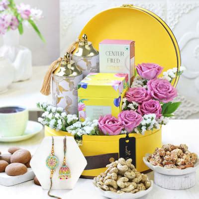 A Ray Of Sunshine Rakhi Hamper Order Flowers Online Interflora India