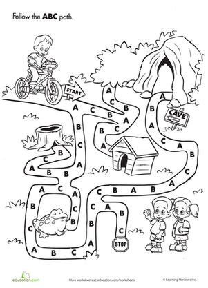 ABC Maze | Worksheet | Education.com | Maze worksheet, Pattern worksheets for kindergarten, Abc ...