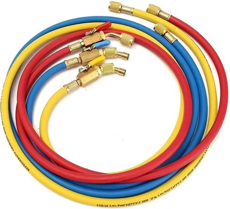 150cm HVAC 1 4Inch SAE 600 PSI R410a R134a R22 Charging Hoses With Shut