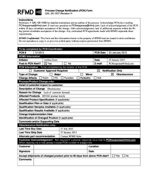 Fillable Online Process Change Notification PCN Form Uri Media