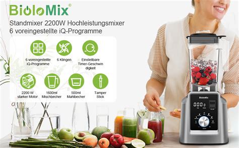 Amazon De Biolomix Hochleistungsmixer W Selbstreinigungs Funktion