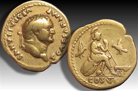 Roman Empire Av Gold Aureus A D Titus As Ceasar Under