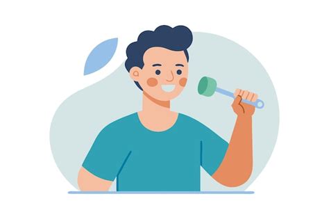 Premium Vector Man Brushing Teeth With Toothbrush Vector Illustration