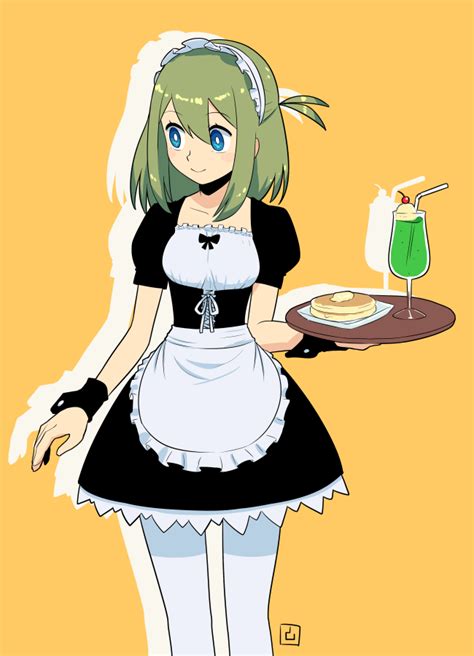 Safebooru Girl Alternate Costume Apron Bangs Bendy Straw Black Dress