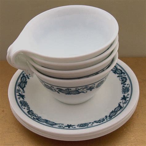 Items Similar To Vintage Corelle Tea Cups And Saucers Old Town Blue