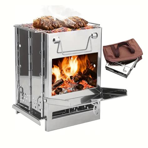 Stainless Steel Folding Barbecue Stove Square Bbq Grill Outdoor Mini Charcoal Stove With Storage