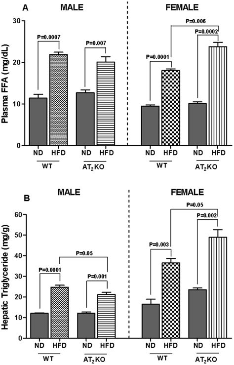 Plasma Ffa A And Hepatic Triglycerides B Levels In Male And Female