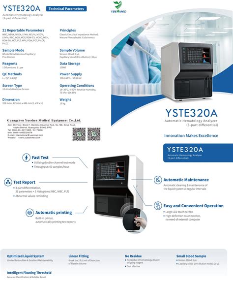 Yste A Lab Device Part Full Auto Hematology Analyzer Hematology