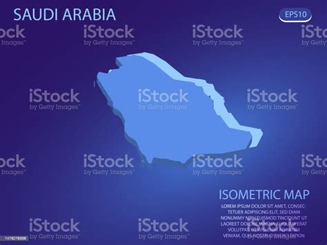 Isometric Map Of Saudi Arabia Vector Modern On Blue Background Isolated 3d Isometric Concept For