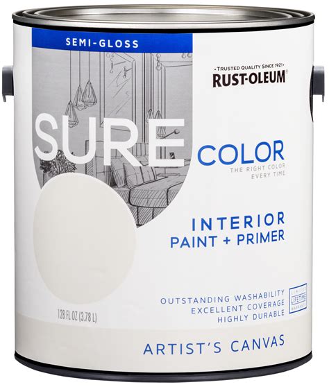 Rust Oleum Sure Color Artist S Canvas Interior Paint Primer Semi Gloss Finish 2 Pack