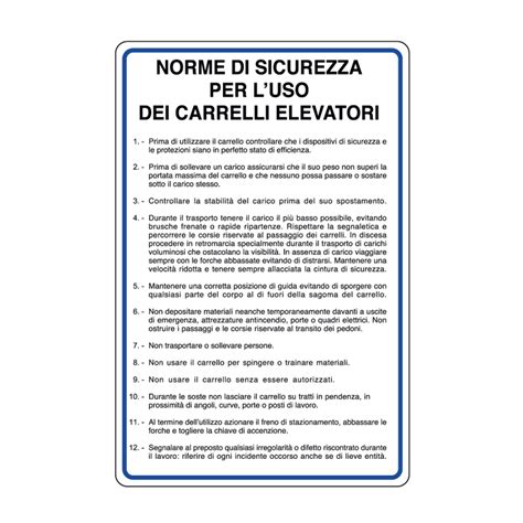 Norme Di Sicurezza Uso Carrelli Elevat Cartello Alluminio 330x500 Norme