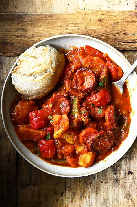 Potato And Sausage Stew Serving Dumplings