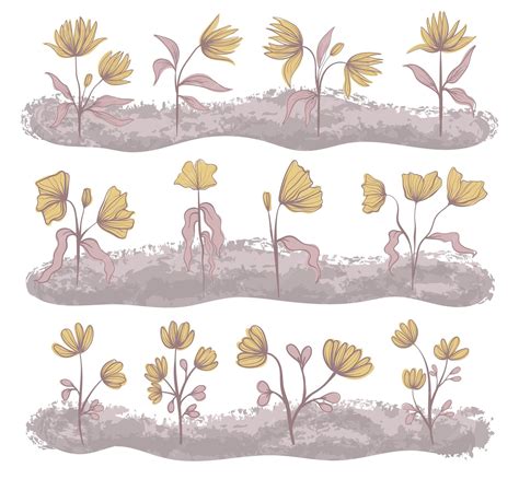 Different types of flower doodle hand drawn spring collection vector
