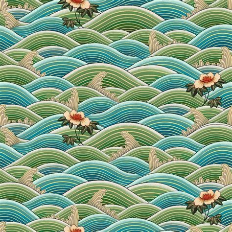 Free Vector | Oriental chinese art wave pattern seamless background