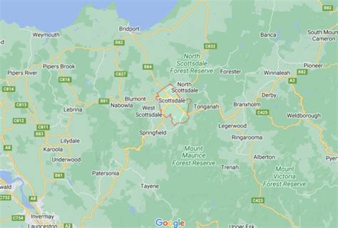 scottsdale tasmania australia  area map