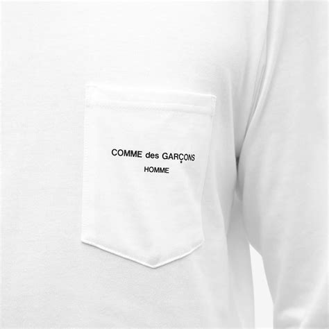 Comme Des Garçons Homme Long Sleeve Logo Pocket Tee White End Us