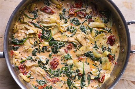 Creamy Tuscan Chicken With Spinach Artichokes And Sun Dried Tomatoes 30 Minutes One Pan