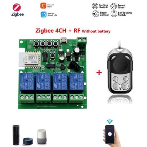 Zigbee 4ch et RF carte de relais 1 2 4 pour Alexa avec télécommande