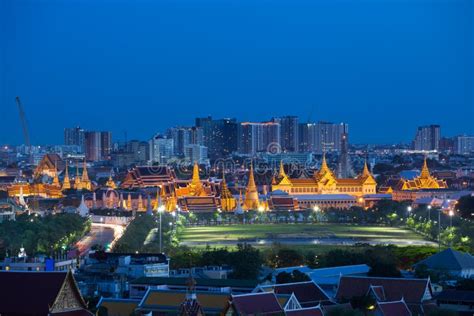 The Beauty of Top View the Emerald Buddha Temple at Night, Bangkok ...