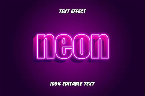 Efeito De Texto Edit Vel Neon Vetor Premium