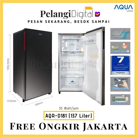 Jual Aqua Kulkas Pintu Satu Pintu Liter Aqr D Shopee