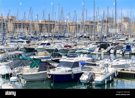 The Old Port of Marseille, (Vieux Port de Marseille). A popular tourist ...