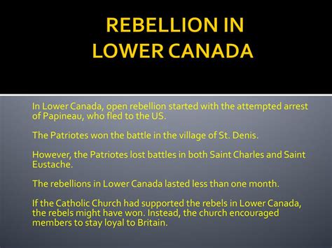 Rebellions In Upper And Lower Canada Ppt Download