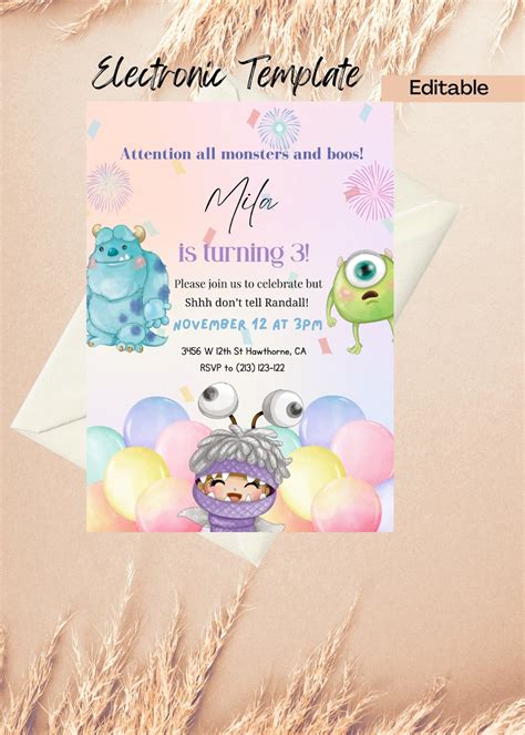 Monsters Inc Birthday Invitation Digital And Printable Monsters Inc