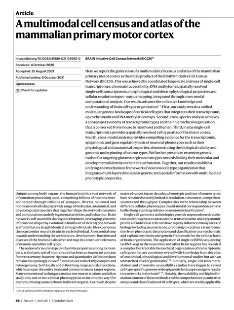 Pdf A Multimodal Cell Census And Atlas Of The Mammalian Primary Motor