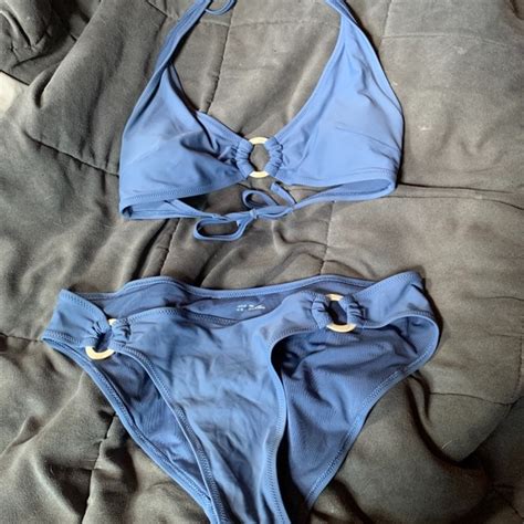 Aerie Swim Like New Blue Triangle Bikini Top And Bottom Poshmark