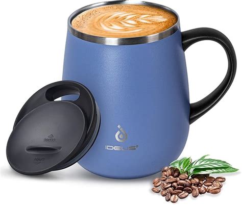 Ideus Coffee Mug 470ml 16oz Double Wall Vacuum Insulated Stainless