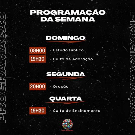 Programação Da Semana Ideias De Culto Layout De Cartaz Modelo De Cartaz