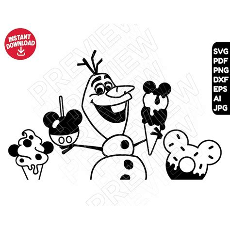 Olaf Frozen Snacks Svg Dxf Png Clipart Cut File Outline Si Inspire