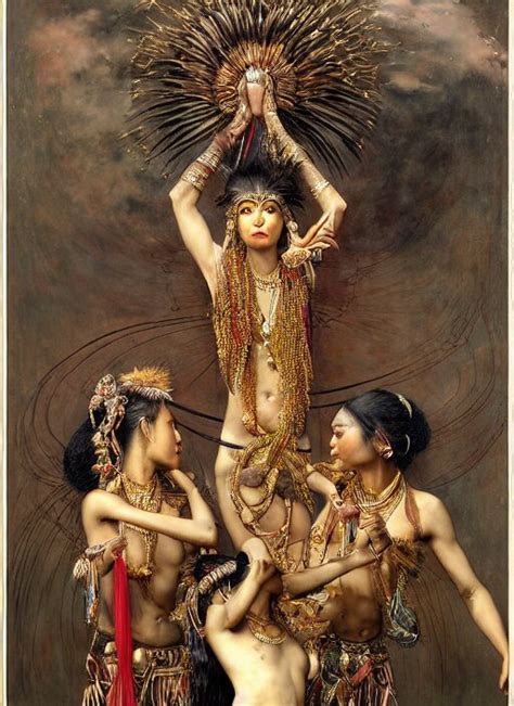 Lexica Hyper Realistic Painting Of Warao Dance Yanomami Gold