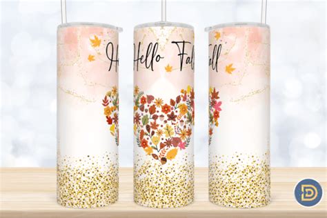 Glitter Hello Fall Oz Tumbler Wrap Png Graphic By Drizzle Designs