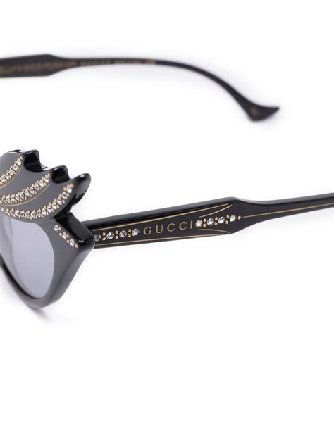 Gucci Eyewear Hollywood Forever Cat Eye Sunglasses Black Farfetch