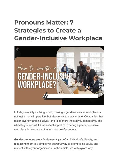 Pronouns Matter 7 Strategies To Create A Gender Inclusive Workplace Pdf