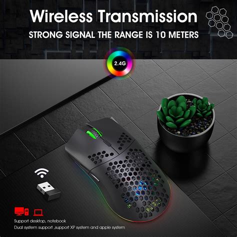 Hxsj T Rgb G Wireless Gaming Mouse Rgb Lighting Charging Mouse