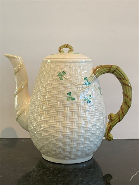 Belleek Shamrock Basket Weave Coffee Pot Sugar Bowl Creamer Etsy