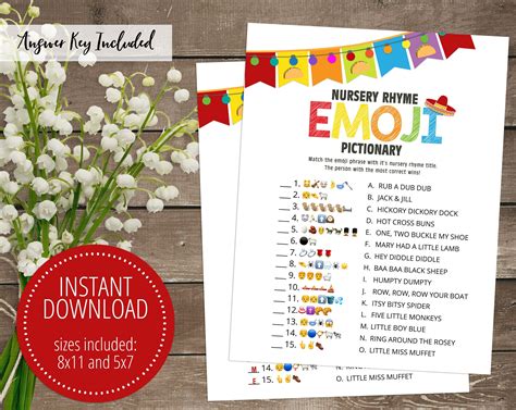 Nursery Rhymes Emoji Pictionary Emoji Game Baby Shower Game Etsy