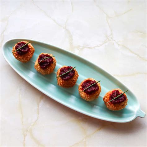 Smoked Mackerel Croquettes With Beetroot Puree - Rosanna ETC