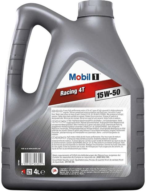 Mobil 1 Racing 4T 15W 50 15W50 Synthetic 4 Stroke Motorcycle Engine Oil