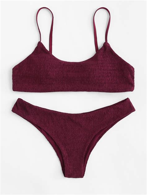 Shirred Cami Bikini Set SheIn Sheinside