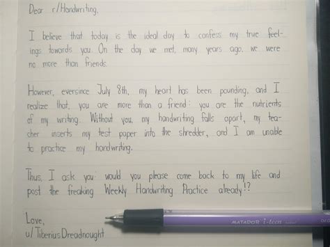 I am finally confessing to her! : r/Handwriting