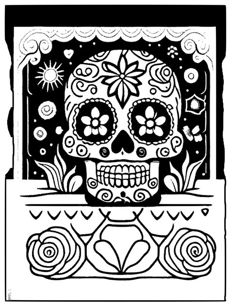 Sugar Skull Coloring Book Page · Creative Fabrica