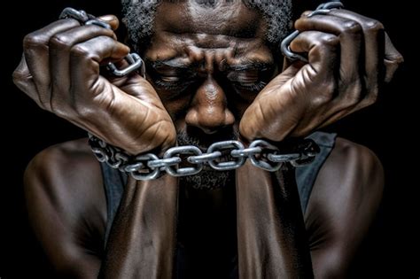 Premium Photo Symbol Of Oppression Black Man In Chains Slavery