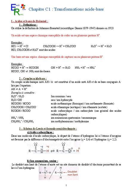 Chapitre C1 Transformations Acide Base Digipad By La Digitale