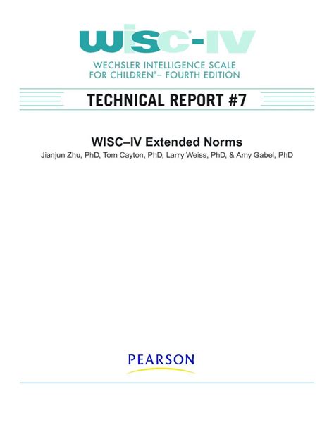 PDF WISC IV Technical Report 7 Extended Norms DOKUMEN TIPS