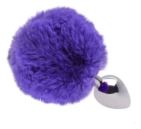 Pompón anal metálico con forma de cola de conejo talla S color negro morado MercadoLibre