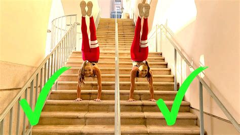 Extreme Gymnastic Stairs Challenge Twin Vs Twin Youtube